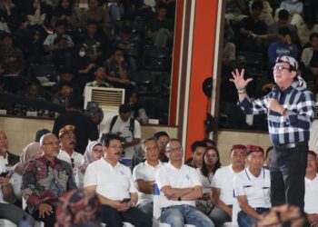 Sambutan Menteri Hukum dan HAM Yasonna Laoly di Gedung Samantha Krida Universitas Brawijaya.