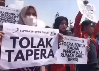 Demo Buruh Tolak Tapera di Surabaya, Pendemo : Sudah Terlalu Banyak Potongan