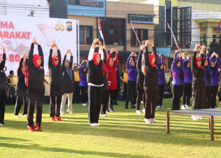 Polres Wonosobo Gelar Jalan Sehat dan Senam Bersama Sambut HUT ke-80 RI