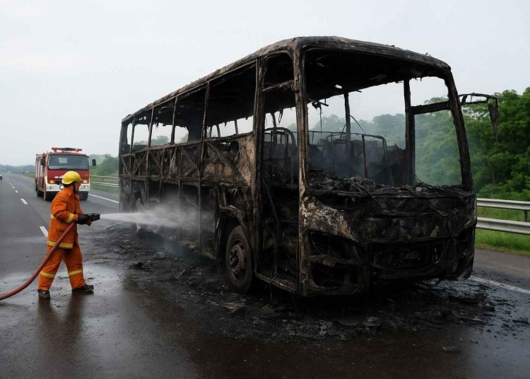 Bus Rute Jakarta Semarang Hangus Terbakar di KM 395 Tol Batang, Tak Ada Korban Jiwa