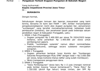 Forum Advokasi Desak Audit Dugaan Pungli Sumbangan SMA SMK Trenggalek