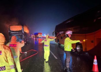 Respons Cepat Polres Boyolali Tangani Kebakaran Bus di Tol Semarang-Solo