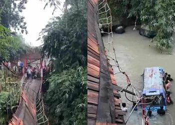 Minibus Terjun ke Sungai, Jembatan Gantung di Tanggamus Tak Kuat Menahan Beban