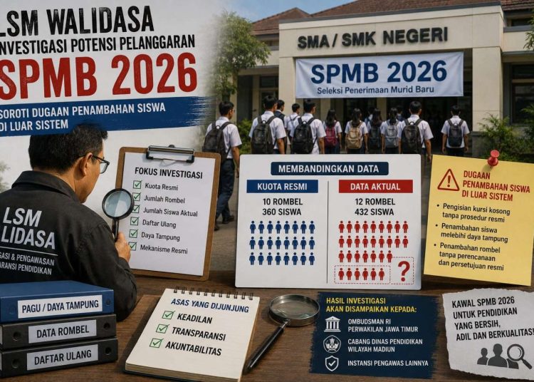 LSM Walidasa Awasi SPMB 2026, Selidiki Dugaan Penambahan Siswa dan Rombel di Luar Kuota Resmi