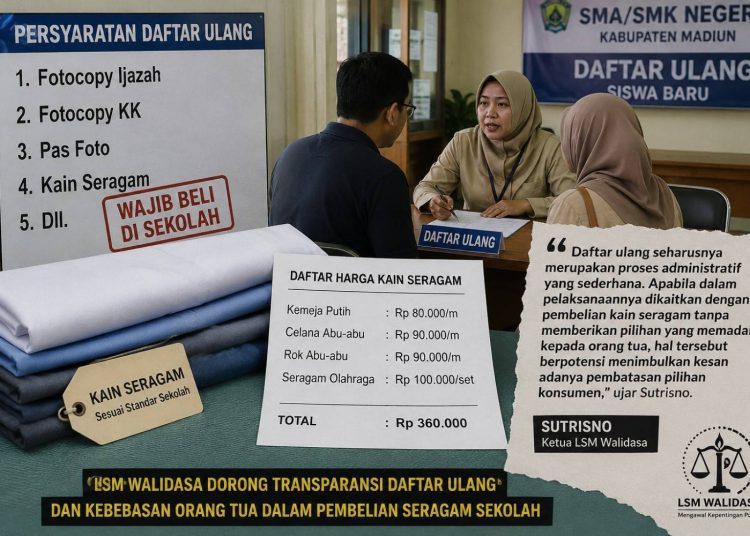 LSM Walidasa Soroti Daftar Ulang SMA-SMK Dikaitkan Pembelian Seragam