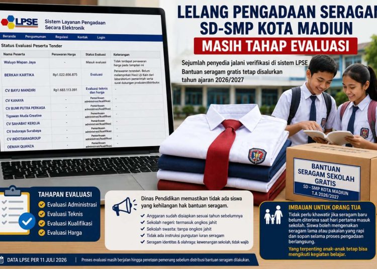 Lelang Bantuan Seragam Gratis SD dan SMP Kota Madiun Masih Tahap Evaluasi