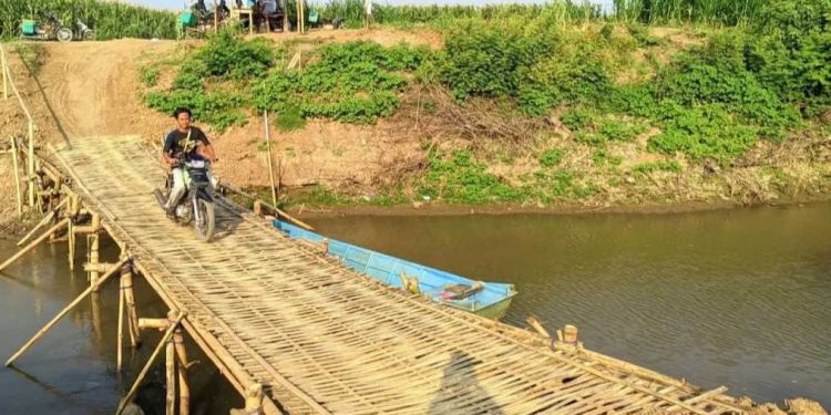 Debit Waduk Gajah Mungkur Menyusut, Jembatan Sesek Bambu di Wonogiri Pangkas Jarak 20 Kilometer